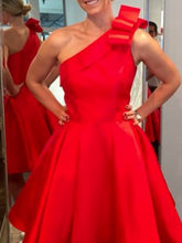 Simple Red Homecoming Dresses Cheap One Shoulder A Line Short Prom Dress Party Dress JK832|Annapromdress