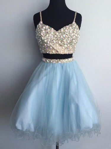 Two Piece Homecoming Dresses Aline Sparkly Short Prom Dress Sexy Party Dress JK837|Annapromdress