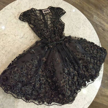 Little Black Dress Lace Homecoming Dresses V-neck Short Prom Dress Party Dress JK840|Annapromdress