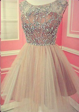 Sparkly Homecoming Dresses Scoop Rhinestone A Line Short Prom Dress Party Dress JK856|Annapromdress