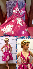 Floral Print Homecoming Dresses A-line Fuchsia Short Prom Dress Party Dress JK865|Annapromdress