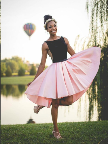 High Low Homecoming Dresses Black and Pink A-line Short Prom Dress Cute Party Dress JK875|Annapromdress