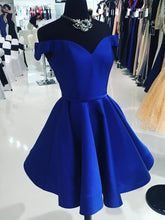 Cute Homecoming Dresses A-line Off-the-shoulder Royal Blue Short Prom Dress Party Dress JK886|Annapromdress