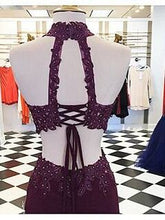 Two Piece Homecoming Dresses A Line Grape Lace-up Short Prom Dress Sheath Party Dress JK888|Annapromdress
