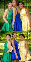 Cheap Homecoming Dresses A Line Royal Blue Short Prom Dress Yellow Party Dress JK892|Annapromdress