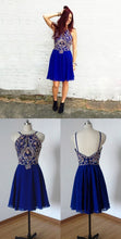 Open Back Homecoming Dresses Royal Blue Rhinesstone Aline Short Prom Dress Party Dress JK916|Annapromdress