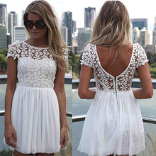 Chic Homecoming Dresses Bateau A Line Lace Open Back Short Prom Dress Fashion Party Dress JK920|Annapromdress