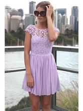Chic Homecoming Dresses Bateau A Line Lace Open Back Short Prom Dress Fashion Party Dress JK920|Annapromdress