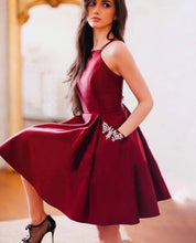 Burgundy Homecoming Dresses with Pockets A-line Short Prom Dress Cute Party Dress JK921|Annapromdress