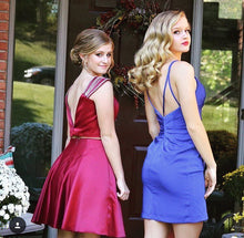 Royal Blue Homecoming Dresses Tight Slit Cheap Short Prom Dress Simple Party Dress JK924|Annapromdress