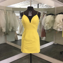 Cheap Homecoming Dresses Sheath Spaghetti Straps Short Prom Dress Yellow Party Dress JK943|Annapromdress