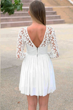 Cheap Homecoming Dresses A Line Long Sleeve Short Prom Dress Lace Party Dress JK951|Annapromdress