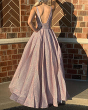Sexy Deep V-Neck A-Line Long Sparkly Prom Evening Dress JKA016|Annapromdress