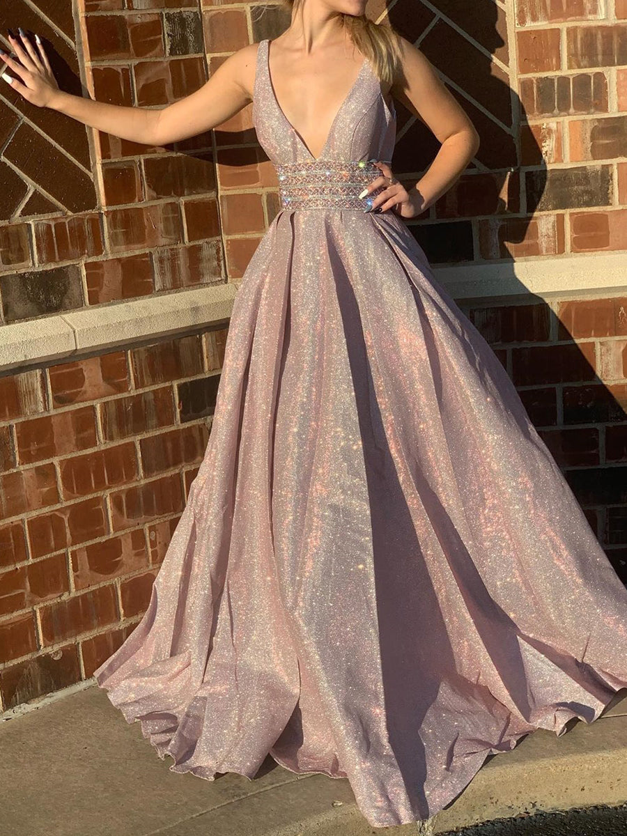 Sexy Deep V-neck Split Side Long Prom Dress,Evening Dress,PD37737