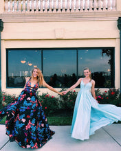 Chic Embroidery Floral V-Neck Long Prom Evening Dress JKA018|Annapromdress