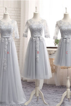 Bridesmaid Dresses Tulle Appliques Silver Bridesmaid Dresses #JKB003