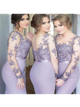 Bridesmaid Dresses Lilac Sexy Long Sleeve Long Bridesmaid Dresses #JKB006
