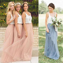 Bridesmaid Dresses Pink Tulle Cheap Scoop Long Bridesmaid Dresses #JKB007