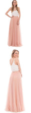 Bridesmaid Dresses Pink Tulle Cheap Scoop Long Bridesmaid Dresses #JKB007