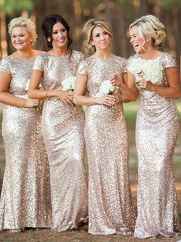 Bridesmaid Dresses Backless Sequins Sexy Long Bridesmaid Dresses #JKB009