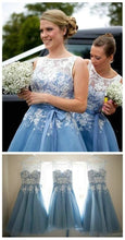 Bridesmaid Dresses Organza Blue Lilac Short Lace Bridesmaid Dresses #JKB012