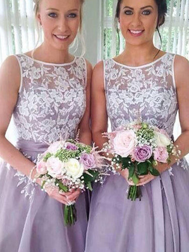 Bridesmaid Dresses Organza Blue Lilac Short Lace Bridesmaid Dresses #JKB012