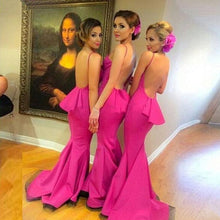 Bridesmaid Dresses Backless Sexy Fuchsia Mermaid Bridesmaid Dresses #JKB014