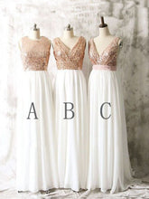 Bridesmaid Dresses Sequins V-neck Long Ivory Bridesmaid Dresses #JKB016