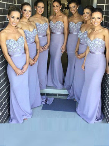 Sexy Bridesmaid Dresses Sheath/Column Sweetheart Long Bridesmaid Dresses JKB017