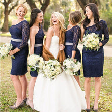 Short Bridesmaid Dresses One Shoulder Long Sleeve Lace Bridesmaid Dresses JKB018