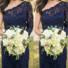 Short Bridesmaid Dresses One Shoulder Long Sleeve Lace Bridesmaid Dresses JKB018