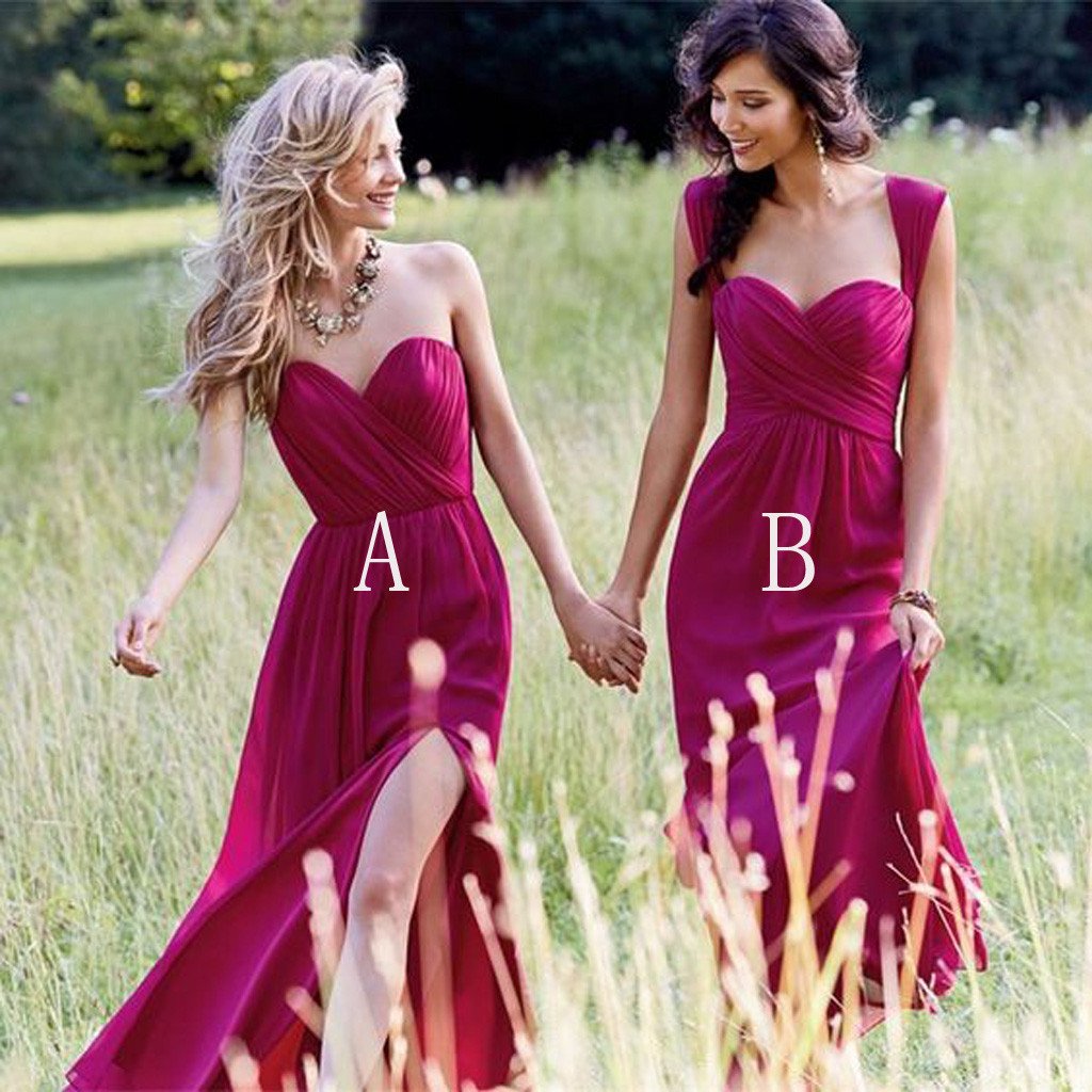 Cheap Bridesmaid Dresses Chiffon A-line Sexy Silt Fuchsia Bridesmaid D Anna PromDress Cheap Bridesmaid Dresses Chiffon A-line Sexy Silt Fuchsia Bridesmaid D Anna PromDress