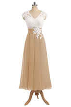 Cheap Bridesmaid Dresses A-line V-neck Floor-length Appliques Bridesmaid Dresses #JKB022