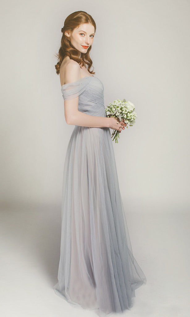 One-shoulder Floor-length Simple Cheap Bridesmaid Dress, BD1003