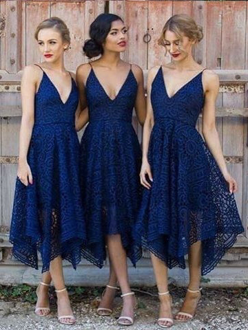 Short Bridesmaid Dresses Dark Navy Spaghetti Straps Sexy Bridesmaid Dresses JKB024