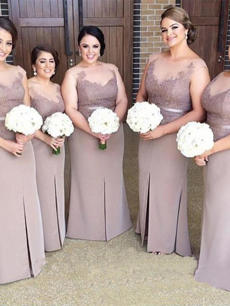 Sexy Bridesmaid Dresses Sheath/Column Scoop Appliques Bridesmaid Dress