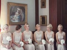 Long Bridesmaid Dresses A-line Scoop Floor-length Lace Bridesmaid Dresses JKB030