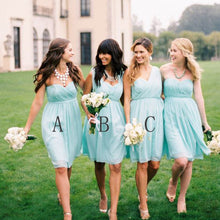 Cheap Bridesmaid Dresses Sage Knee-length Chiffon Short Bridesmaid Dresses JKB032