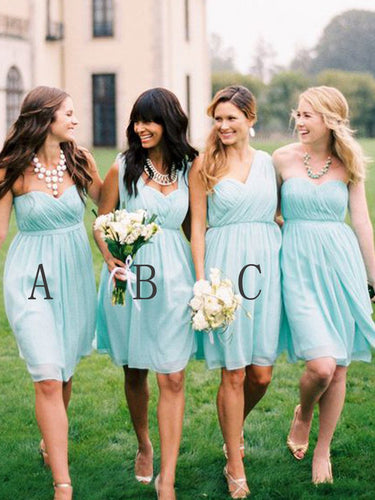 Cheap Bridesmaid Dresses Sage Knee-length Chiffon Short Bridesmaid Dresses JKB032