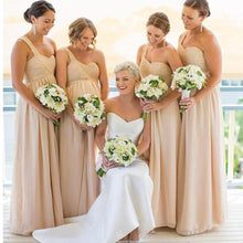 Cheap Bridesmaid Dresses One Shoulder Ruffles Long Chiffon Bridesmaid Dresses JKB035