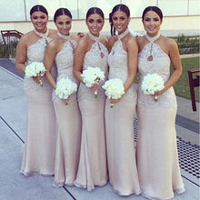 Sexy Bridesmaid Dresses Halter Sheath/Column Chiffon Long Bridesmaid Dresses JKB036