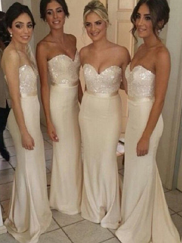 Long Bridesmaid Dresses Sweetheart Ivory Short Train Sexy Bridesmaid Dresses JKB044