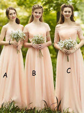 Cheap Beautiful Bridesmaid Dresses Off-the-shoulder Long Chiffon Bridesmaid Dresses JKB049