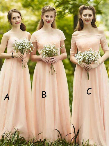 Cheap Beautiful Bridesmaid Dresses Off-the-shoulder Long Chiffon Bridesmaid Dresses JKB049