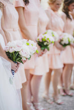 Chic Bridesmaid Dresses Pearl Pink A-line Short/Mini Chiffon Bridesmaid Dresses JKB052