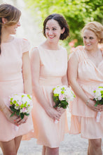 Chic Bridesmaid Dresses Pearl Pink A-line Short/Mini Chiffon Bridesmaid Dresses JKB052