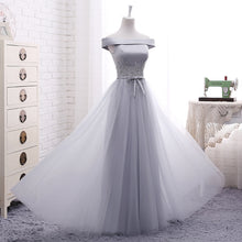 Long Bridesmaid Dresses Off-the-shoulder Appliques Tulle Bridesmaid Dresses JKB054