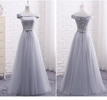 Long Bridesmaid Dresses Off-the-shoulder Appliques Tulle Bridesmaid Dresses JKB054