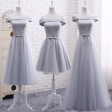 Long Bridesmaid Dresses Off-the-shoulder Appliques Tulle Bridesmaid Dresses JKB054