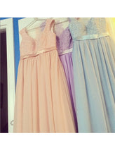 Sexy Bridesmaid Dresses A-line Straps Floor-length Chiffon Long Bridesmaid Dresses JKB056